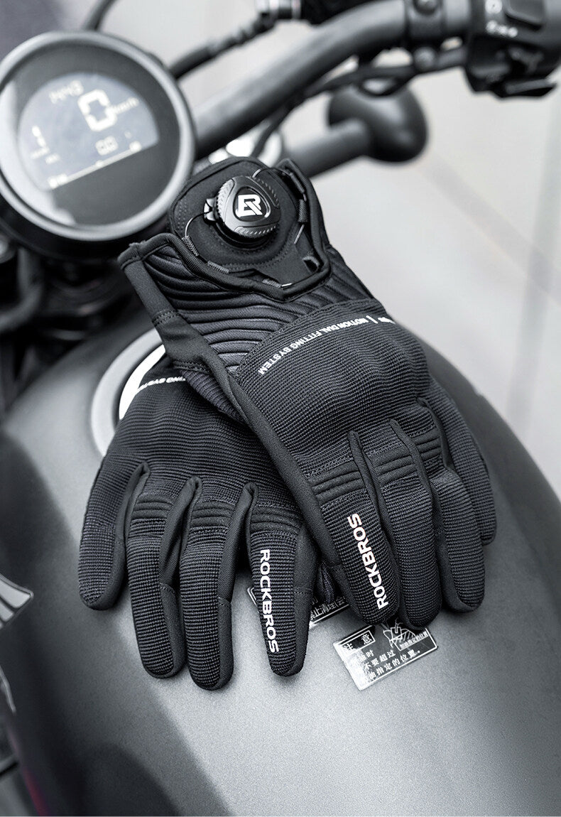 ROCKBROS Cycling Gloves With Quick Adjustable Buckle Thicken Shockproof Comfortable Bicycle Gloves With SBR Palm Pad Sensitive Touch Screen Bike Gloves