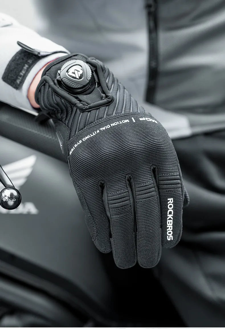 ROCKBROS Cycling Gloves With Quick Adjustable Buckle Thicken Shockproof Comfortable Bicycle Gloves With SBR Palm Pad Sensitive Touch Screen Bike Gloves