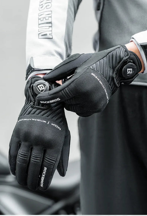 ROCKBROS Cycling Gloves With Quick Adjustable Buckle Thicken Shockproof Comfortable Bicycle Gloves With SBR Palm Pad Sensitive Touch Screen Bike Gloves